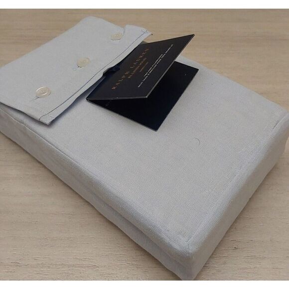 Ralph Lauren RL LINEN SOLID 100% Linen Two King Pillowcases RL SKY BLUE - Picture 6 of 8